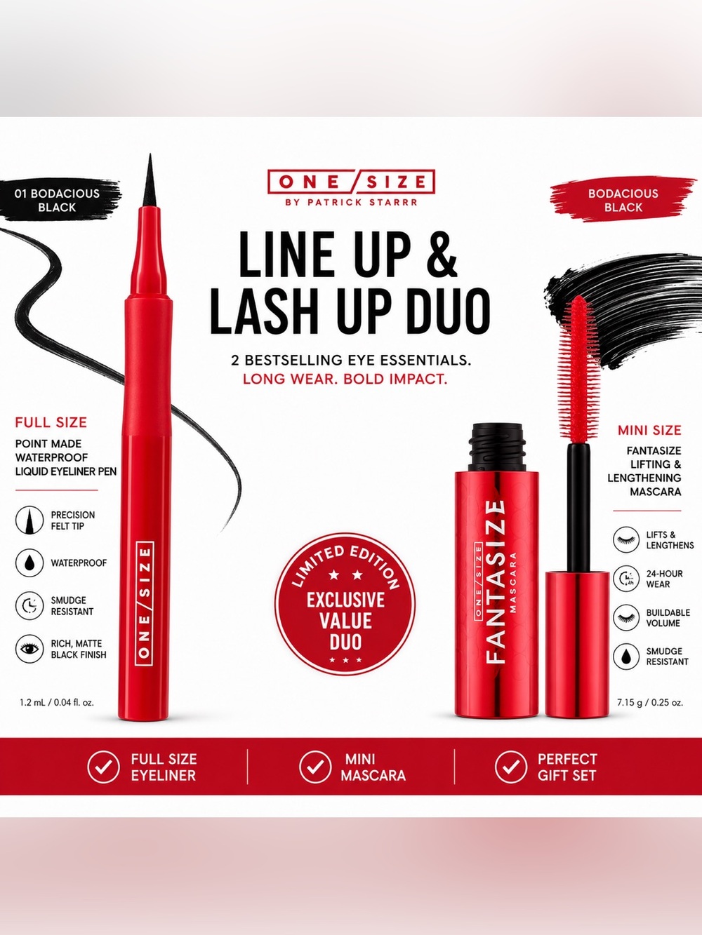 ONE/SIZE Line Up & Lash Up Duo | Full Size Eyeliner + Mini Fantasize Mascara NIB